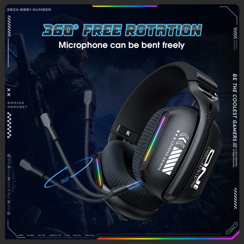 ONIKUMA GT808 Wireless Gaming  - огляд і ціна Gaming Headset Rgb