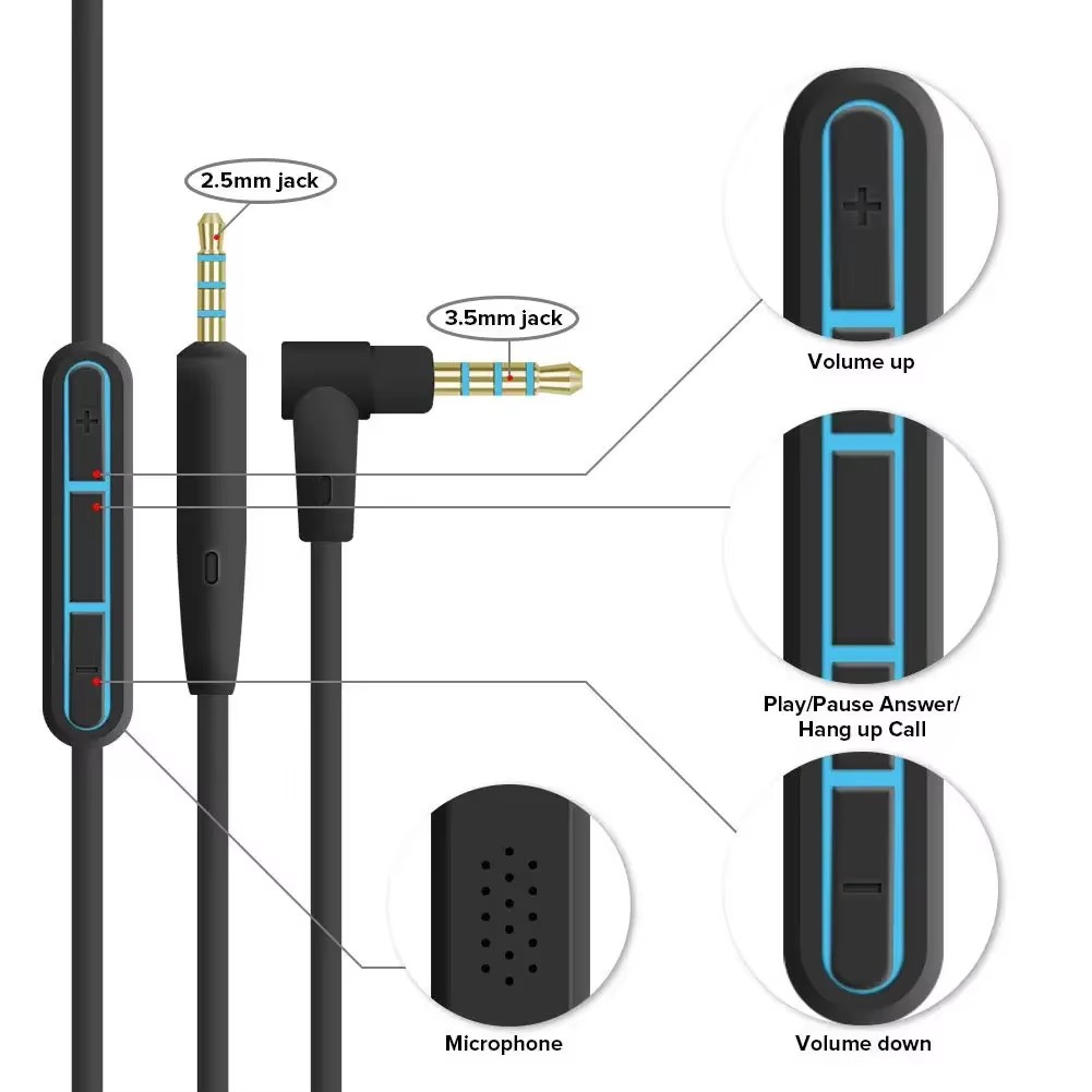 2.5mm to 3.5mm Audio Cable For - огляд і ціна Wired Earphone Mic