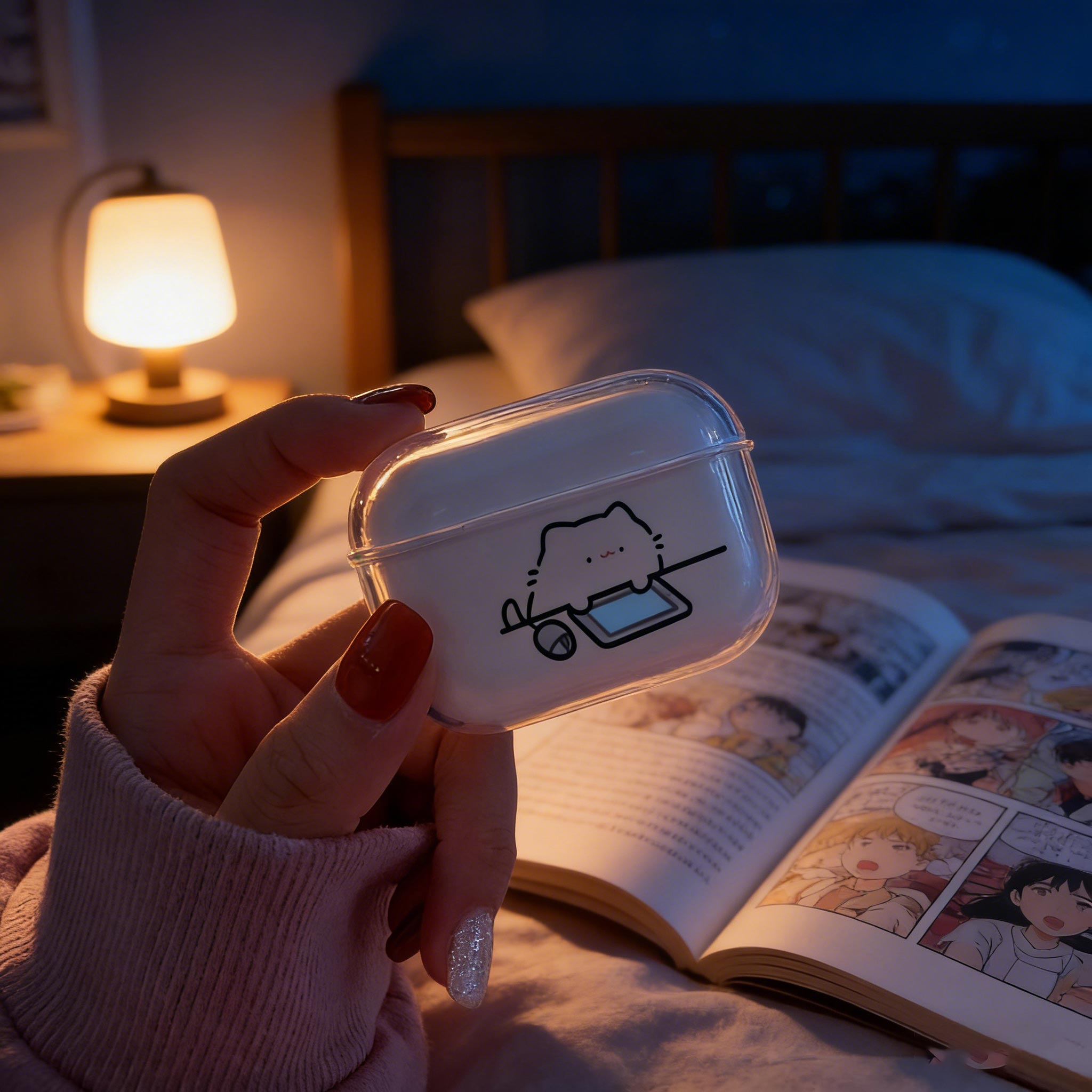 Cute Cat transparent Earphone  - огляд і ціна Headphone Case Hard